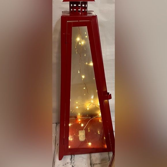 Metal Lantern Set W/glass Windows Latch Door Inner Hanging Hook 23'/14.5' Large - Picture 7 of 16